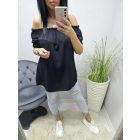 Nagyon csinos vállán gumírozott blúz(fekete)