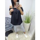 Nagyon csinos vállán gumírozott blúz(fekete)