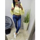 Gyönyörű hátul a nyakánál megköthető alján gumírozott rövid fazonú blúz (sárga)