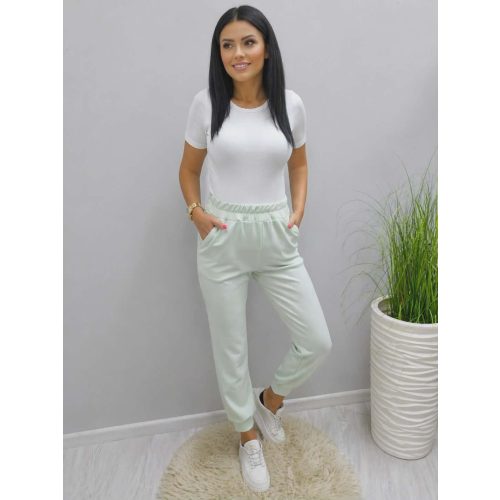   Divatos derekán gumírozott szabadidő nadrág (halványzöld)