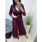 Gyönyörű flitteres mellrészen átlapolt megkötős overál (burgundi)