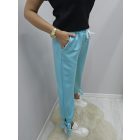 Csinos derekán gumírozott alján megköthető szabadidő nadrág (türkiz)