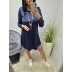 Csinos A vonalú ruha ajándék nyaklánccal ( sötétkék)