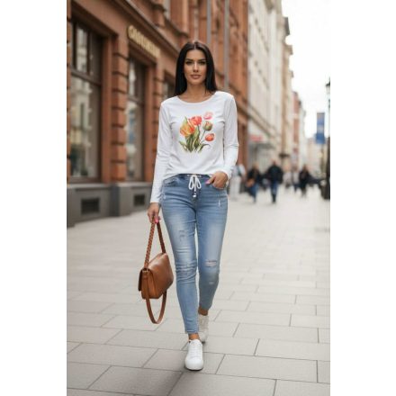 Csinos tulipán mintás hosszú ujjú felső 