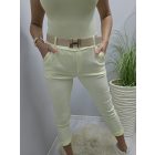 Nagyon csinos gumírozott derekú tavaszi nadrág övvel (sárga)