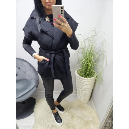 Vastagabb steppelt hatású öves mellény (fekete)