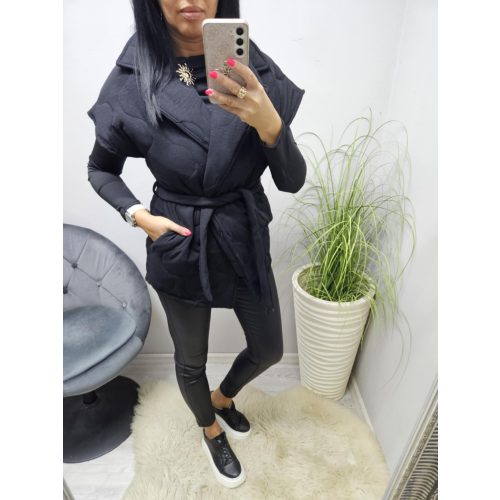 Vastagabb steppelt hatású öves mellény (fekete)