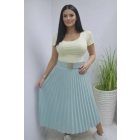 Gyönyörű pliszírozott szoknya övvel (sötétmenta)