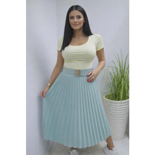 Gyönyörű pliszírozott szoknya övvel (sötétmenta)