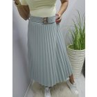 Gyönyörű pliszírozott szoknya övvel (sötétmenta)