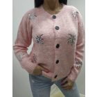 Csinos flitteres díszítésű gombos kardigán(rózsaszín)