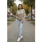 Csinos virágmintás gombos kardigán (barna)