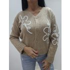 Csinos virágmintás gombos kardigán (barna)