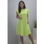 Nagyon csinos fodros vállú A vonalú pamutruha (neonsárga)