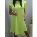 Nagyon csinos fodros vállú A vonalú pamutruha (neonsárga)