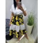 Nagyon csinos madeirás ruha citrus mintás betéttel derekán megkötővel