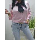 Nagyon csinos galléros blúz díszmasnival (púder rózsaszín)