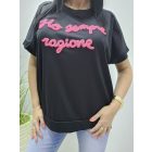 Csinos feliratos lezser felső (fekete)