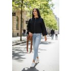 Csinos bomber jellegű szövet dzseki (fekete)