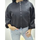 Csinos bomber jellegű szövet dzseki (fekete)