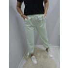 Csinos derekán gumírozott alján megköthető szabadidő nadrág (almazöld)