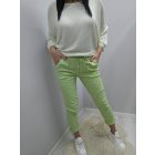 Nagyon csinos derekán gumírozott megkötős gyűrt hatású nadrág (zöld)