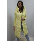 Csinos kapucnis hosszított fazonú cipzáras steppelt mellény (napsárga)