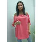 Csinos vállán gumírozott ujján megköthető felső (korall)