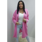 Puha anyagú lezser zsebes kardigán (rózsaszín)