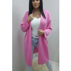 Puha anyagú lezser zsebes kardigán (rózsaszín)