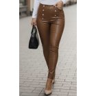 Csinos gombdíszes műbőr hatású nadrág(barna)