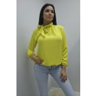 Gyönyörű nyakánál megköthető alján gumírozott blúz (sárga)