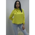 Gyönyörű nyakánál megköthető alján gumírozott blúz (sárga)