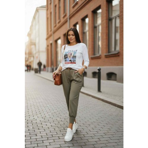 Brooklyn mintás csinos lezser felső (fehér)