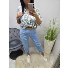 Divatos gumis derekú nadrág övvel (világoskék)