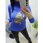 Csinos karácsonyi mintás garbós pulóver(kék)