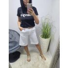 Divatos gumis derekú térdnadrág övvel (fehér)