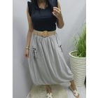 Divatos lenvászon gumis derekú szoknya övvel (bézs)