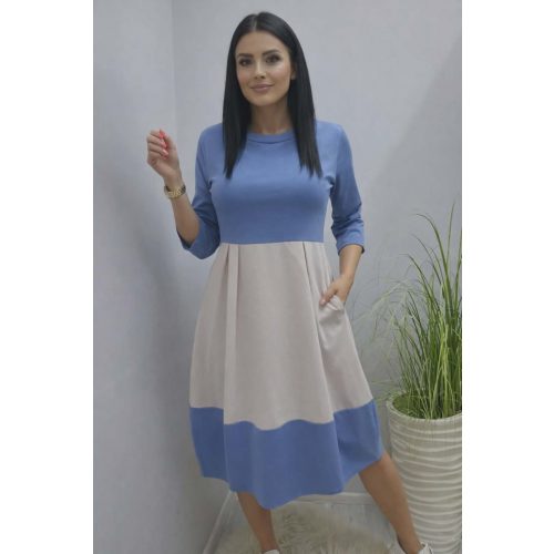 Csinos kék-bézs hagymafazonú ruha