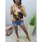 Nagyon csinos spagettipántos  levélmintás felső 