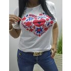 Csinos virágmotívumos szív mintás póló