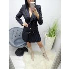 Gyönyörű alján rakott gombos ruha (fekete)