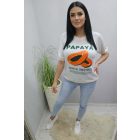 Csinos vékony kötött mintás rövid ujjú pulóver (papaya)