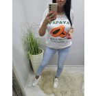 Csinos vékony kötött mintás rövid ujjú pulóver (papaya)