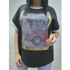 Puha anyagú csinos mintás lezser felső (fekete)