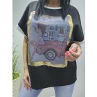 Puha anyagú csinos mintás lezser felső (fekete)