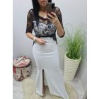 Gyönyörű elején felvágott alkalmi csipkebetétes maxiruha 