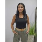 Nagyon csinos finoman bordázott trikó (fekete)