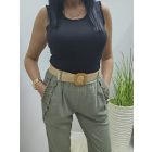 Nagyon csinos finoman bordázott trikó (fekete)