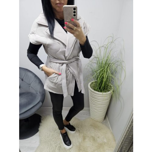 Vastagabb steppelt hatású öves mellény (bézs)